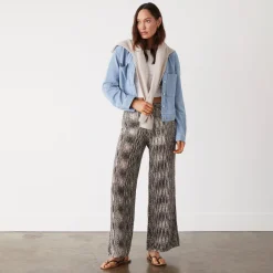 MONROW Space-dye Crochet Wide Leg Pant PECANMULTI Discount